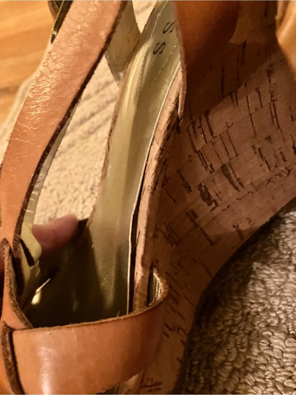 Guess Tan Platform Cork Wedges